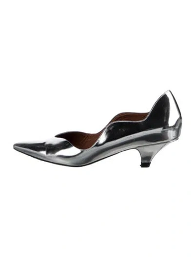 Pre-owned Proenza Schouler Patent Leather D'orsay Pumps In Silver