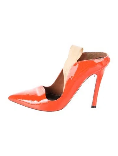 Pre-owned Proenza Schouler Patent Leather Mules In Orange