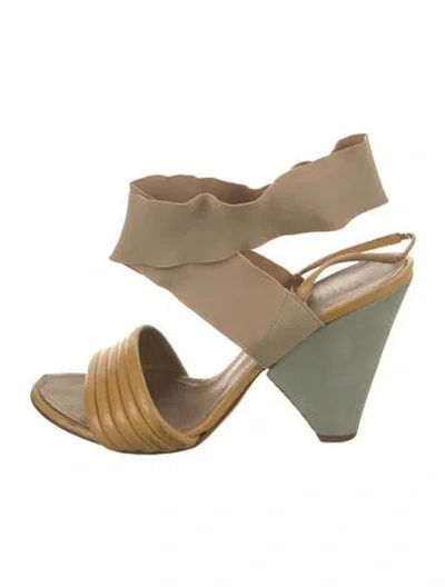 Pre-owned Proenza Schouler Patent Leather Printed Slingback Sandals In Neutral