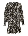 Proenza Schouler Patterned Long Sleeve Dress In Black Viscose In Black