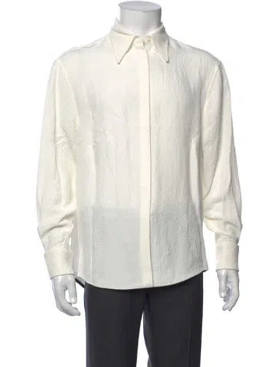 Pre-owned Proenza Schouler Patterned Long Sleeve Dress Shirt In White