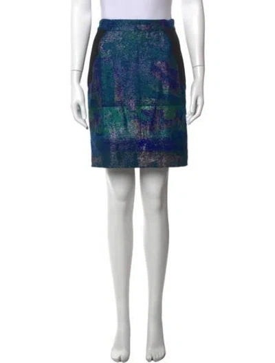 Pre-owned Proenza Schouler Patterned Mini Skirt In Blue/metallic
