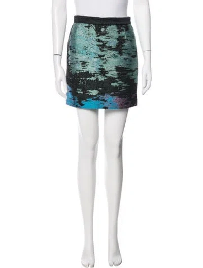 Pre-owned Proenza Schouler Patterned Mini Skirt In Green