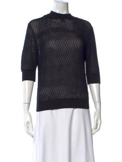 Pre-owned Proenza Schouler Patterned Mock Neck Sweater In Black