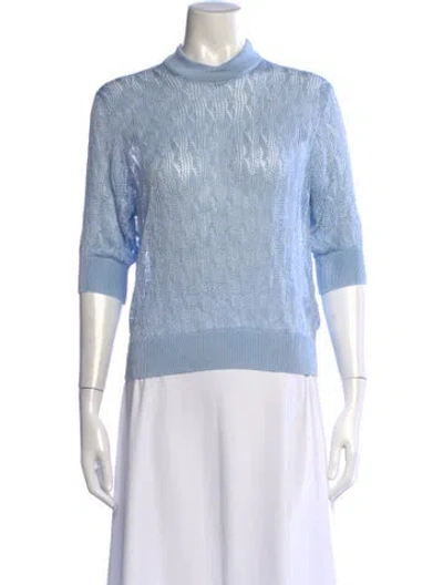 Pre-owned Proenza Schouler Patterned Mock Neck Sweater W/ Tags In Blue