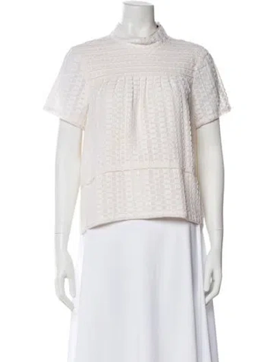 Pre-owned Proenza Schouler Patterned Mock Neck Top In Gray