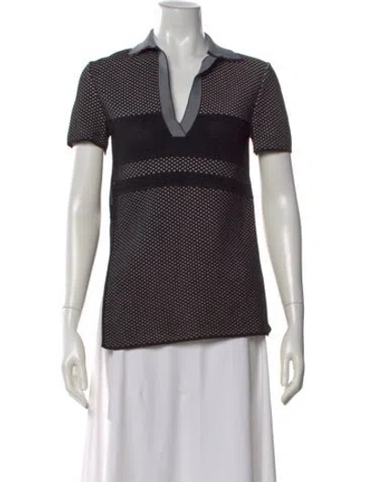 Pre-owned Proenza Schouler Patterned V-neck Polo In Black