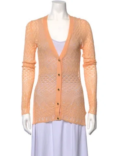 Pre-owned Proenza Schouler Patterned V-neck Sweater In Orange