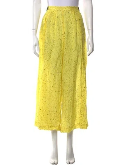 Pre-owned Proenza Schouler Patterned Wide Leg Pants In Yellow