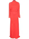 Proenza Schouler Paula Turtleneck Sheer Crepe Jersey Maxi Dress In Rot