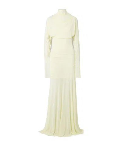Proenza Schouler Paula Draped Jersey Turtleneck Maxi Dress In Neutral
