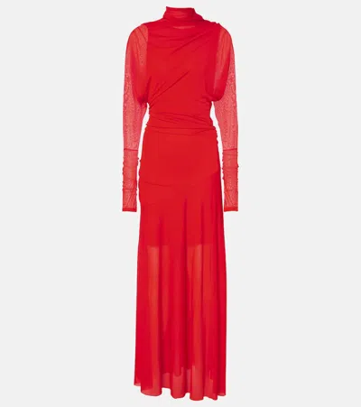 Proenza Schouler Paula Sheer Crêpe Jersey Gown In Red