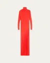 Proenza Schouler Paula Turtleneck Sheer Crepe Jersey Maxi Dress In Red