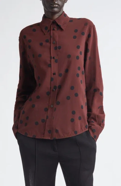 Proenza Schouler Paz Dot Print Button-up Shirt In Red