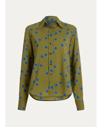 Proenza Schouler Paz Polka-dot Button-down Shirt In Fatigue Multi