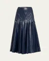 Proenza Schouler Petra Pleated Lacquered Cotton Skirt In Blue