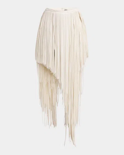 PROENZA SCHOULER PHIA ASYMMETRIC FAUX LEATHER FRINGE SKIRT
