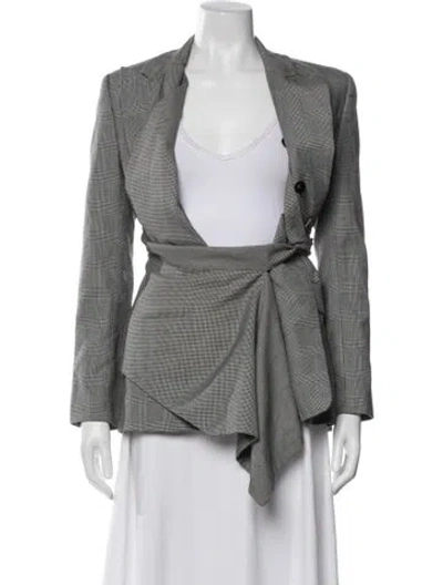 Pre-owned Proenza Schouler Plaid Print Blazer In Gray