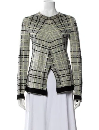 Pre-owned Proenza Schouler Plaid Print Crew Neck Sweater In Black
