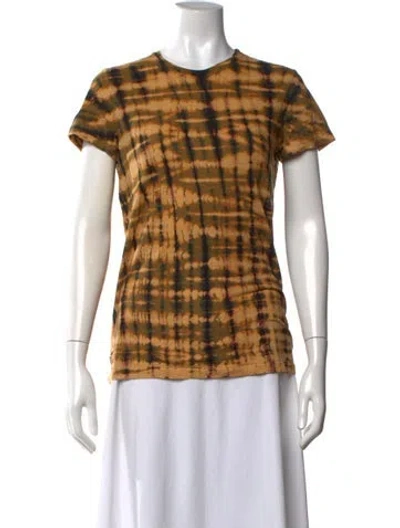 Pre-owned Proenza Schouler Plaid Print Crew Neck T-shirt In Yellow