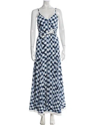 Pre-owned Proenza Schouler Plaid Print Long Dress In Blue