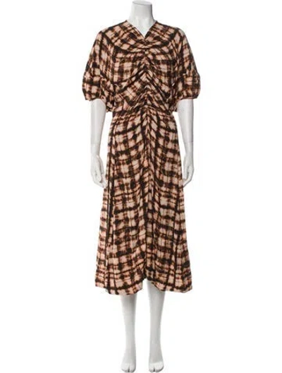 Pre-owned Proenza Schouler Plaid Print Long Dress In Neutral