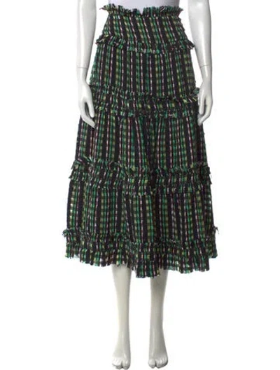 Pre-owned Proenza Schouler Plaid Print Midi Length Skirt In Black