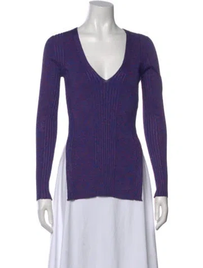 Pre-owned Proenza Schouler Plaid Print V-neck Sweater In Gray