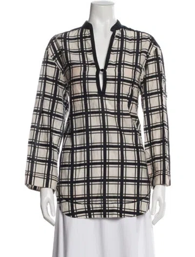 Pre-owned Proenza Schouler Plaid Print V-neck Tunic In Multi