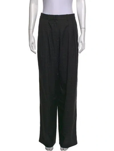 Pre-owned Proenza Schouler Plaid Print Wide Leg Pants In Black