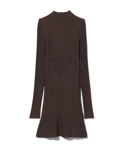 Proenza Schouler Plated Mock-neck Knitted Dress In Black