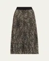 Proenza Schouler Pleated Chiffon Midi Skirt In Black Multi