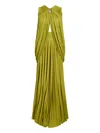 Proenza Schouler Bari Embellished Draped Gauze-jersey Top And Maxi Skirt Set In Green
