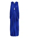 Proenza Schouler Bari Draped Gabardine Sleeveless Gown In Blue