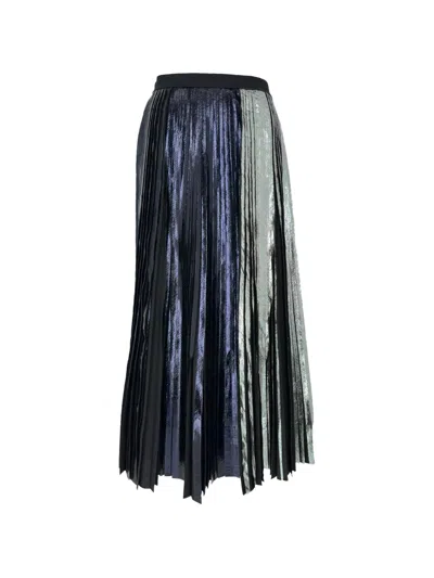 Pre-owned Proenza Schouler Pleated Metallic Skirt In Black