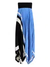 Proenza Schouler Pleated Patterned Asymmetric Party Dress In Blue