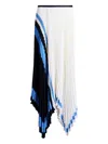 Proenza Schouler Emilia Abstract Print Pleated Asymmetric Skirt In White