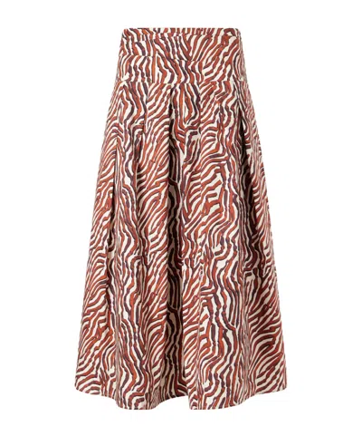 Proenza Schouler Pleated Printed Cotton-blend Poplin Maxi Skirt In Brown