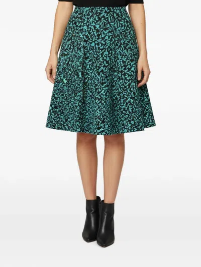 Pre-owned Proenza Schouler Pleated Tweed Midi Skirt In Black