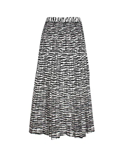 Proenza Schouler Pleated Zebra Midi Skirt In Animal Print Viscose In Multi