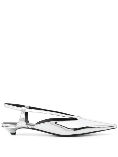 Proenza Schouler Woman Ballet Flats Silver Size 9 Textile Fibers
