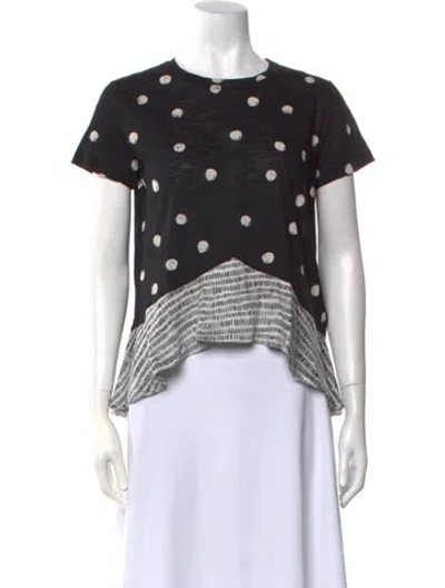 Pre-owned Proenza Schouler Polka Dot Print Crew Neck T-shirt In Black