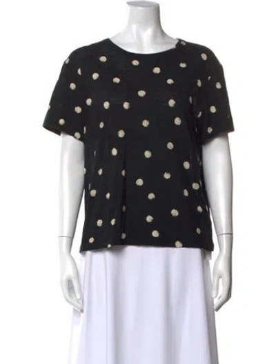 Pre-owned Proenza Schouler Polka Dot Print Crew Neck T-shirt In Black