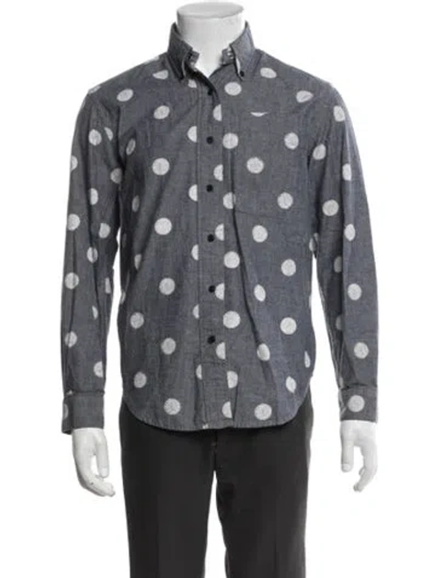 Pre-owned Proenza Schouler Polka Dot Print Long Sleeve Shirt In Gray