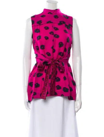 Pre-owned Proenza Schouler Polka Dot Print Mock Neck Blouse W/ Tags In Pink