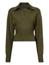 Proenza Schouler Polo-neck Ribbed Sweater In Green