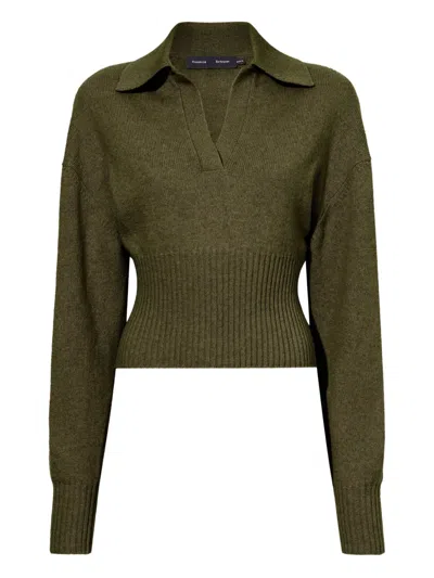 Proenza Schouler Polo-neck Ribbed Sweater In Green