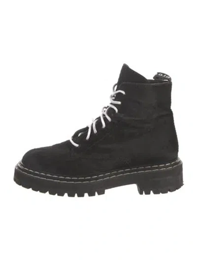 Pre-owned Proenza Schouler Ponyhair Combat Boots In Black