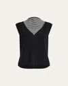 Proenza Schouler Prescott Knit Panel Sleeveless Crepe Top In Black Multi