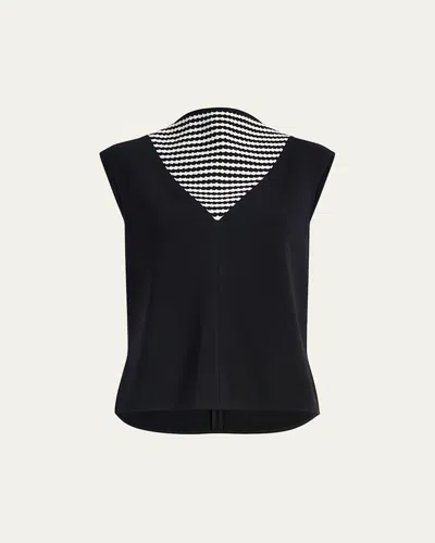 PROENZA SCHOULER PRESCOTT STRIPE PANEL MATTE CREPE TOP